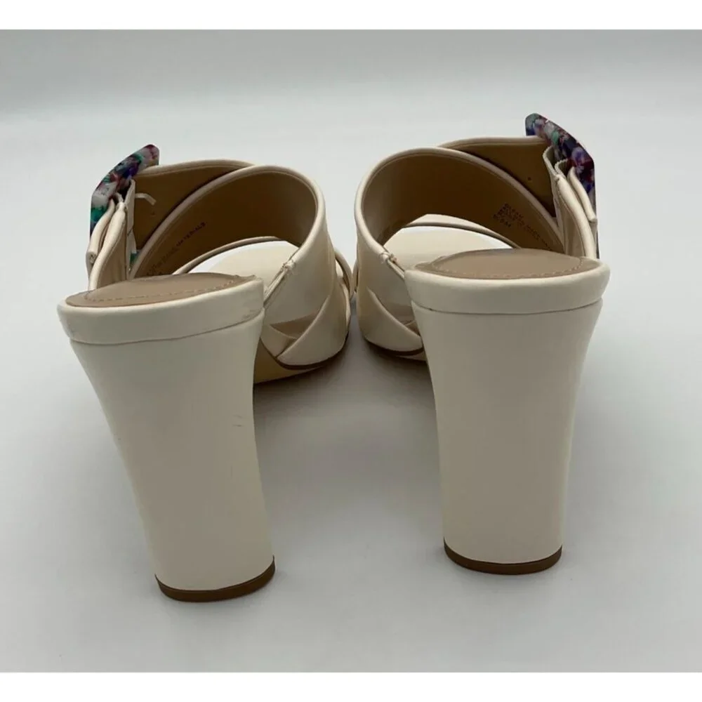 Charles David Gleam Slide Off White Heeled Sandal Colorful Buckle 9.5M NWT - Picture 5 of 11